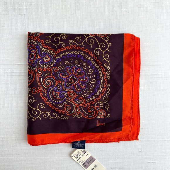 Honey Vintage Silk Paisley Scarf 30" NWT - Picture 1 of 9